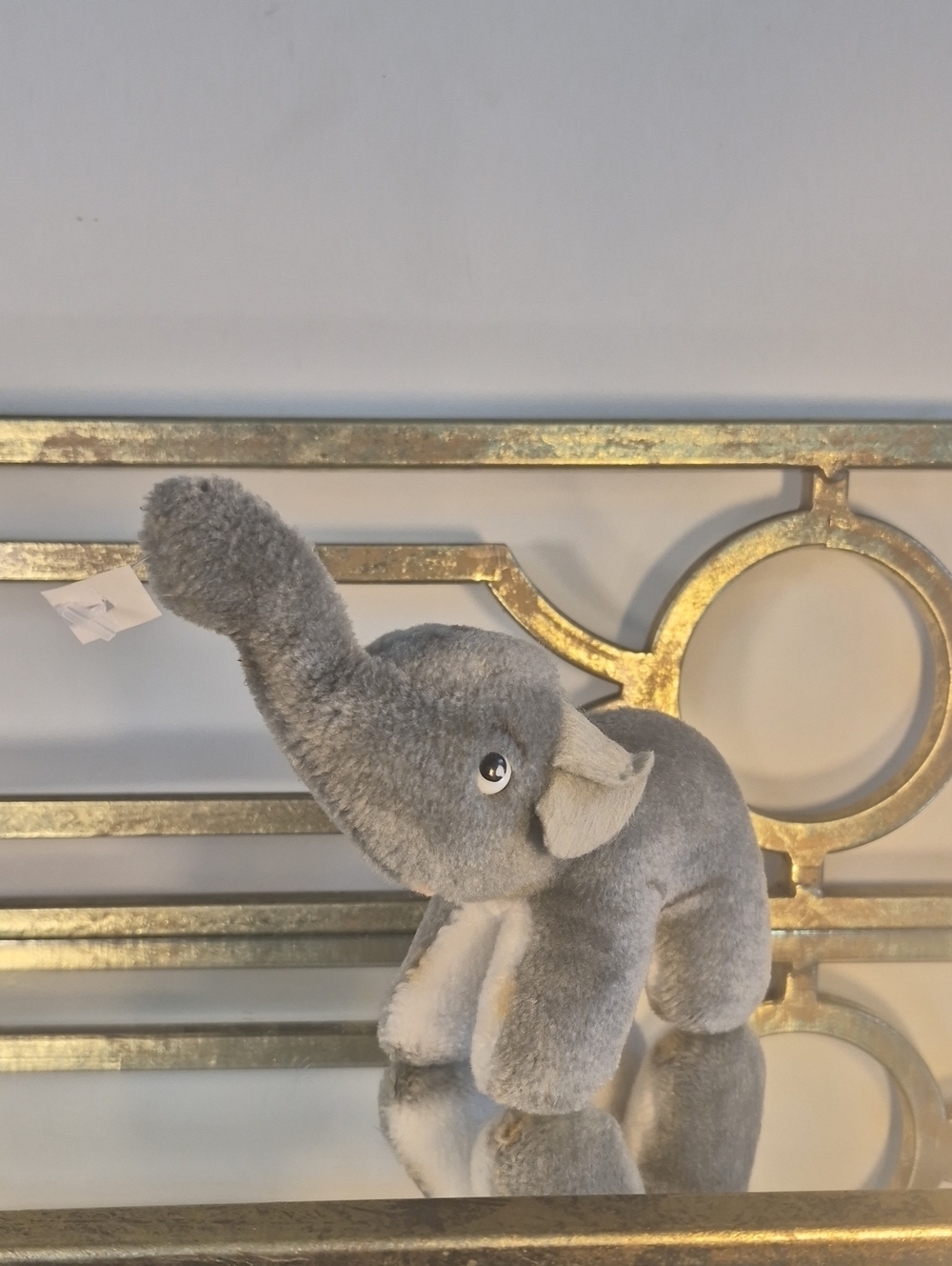 Vintage Gund 1982 Baby Elephant Plush, 4" , Grey.